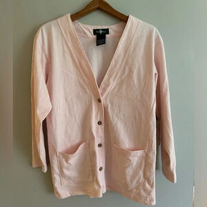 Vintage Hunt Club Cardigan Light Pink Size Small Button Front 100% Cotton